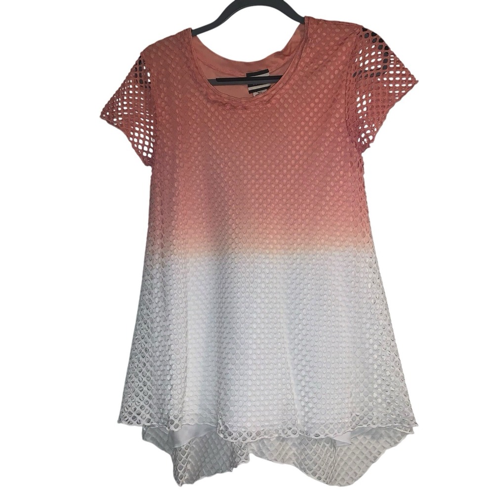RAIN Women's Top M Umbrella Peach‎ Cream Cutout Lined
